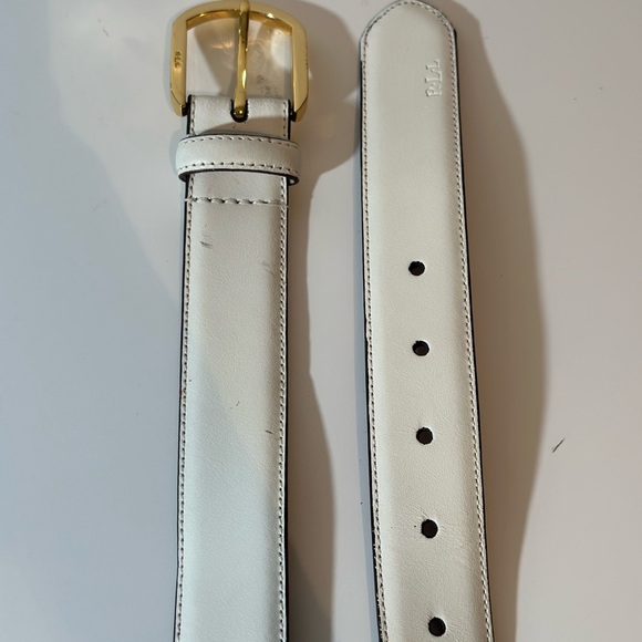 Lauren Ralph Lauren White/Vanilla Belt With Gold Buckle Women’s Medium - Picture 6 of 8